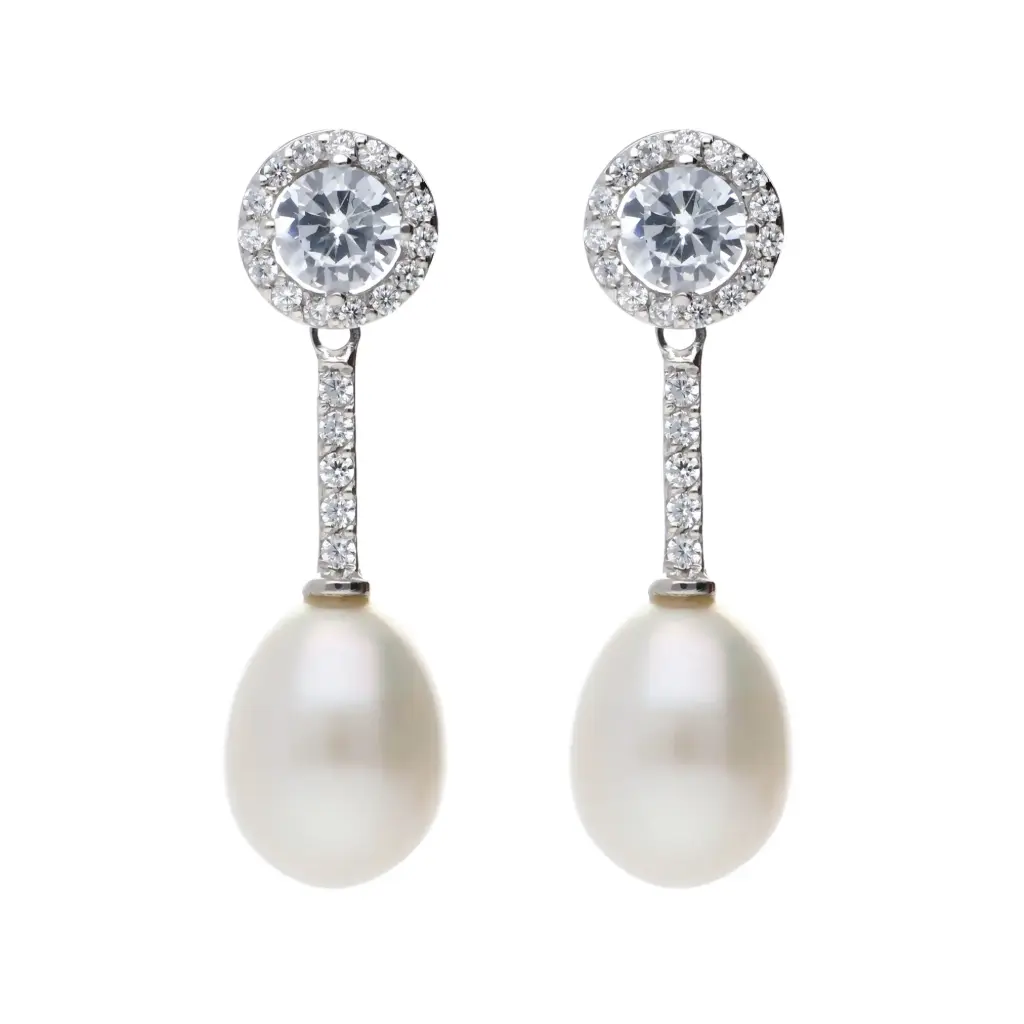 Pendientes Presión Perla Oro Blanco