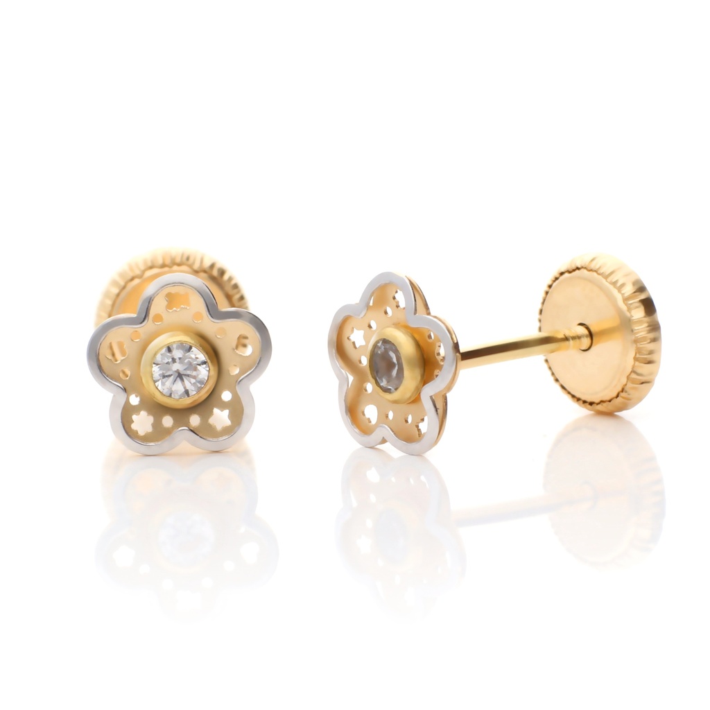 Pendientes Tuerca Flor Bicolor