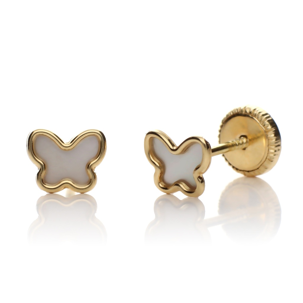 Pendientes Tuerca Mariposa Nácar