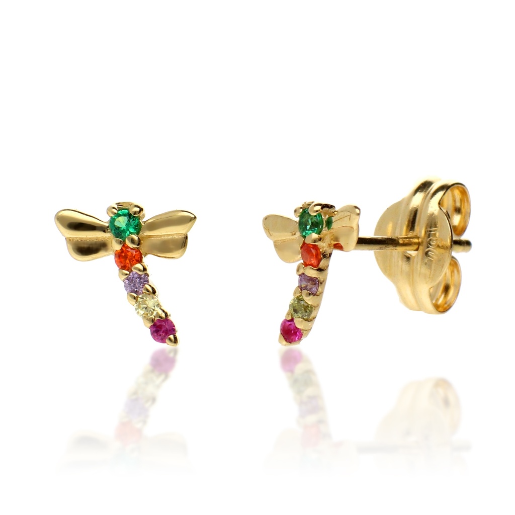 Pendientes Presión Libélula Engaste Color