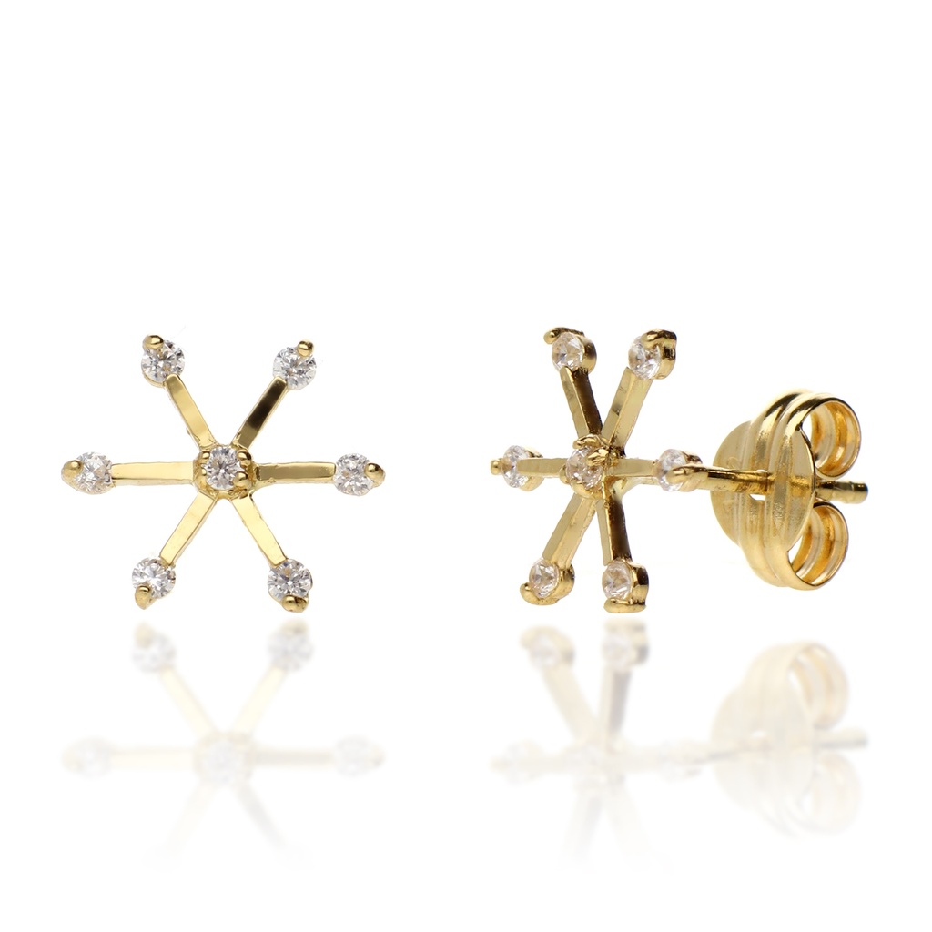 Pendientes Presión Hielo Oro Amarillo