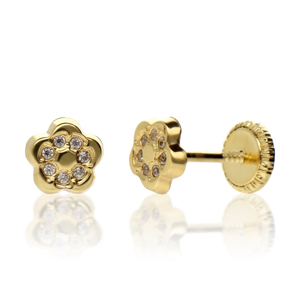 Pendientes Tuerca Flor Circonitas