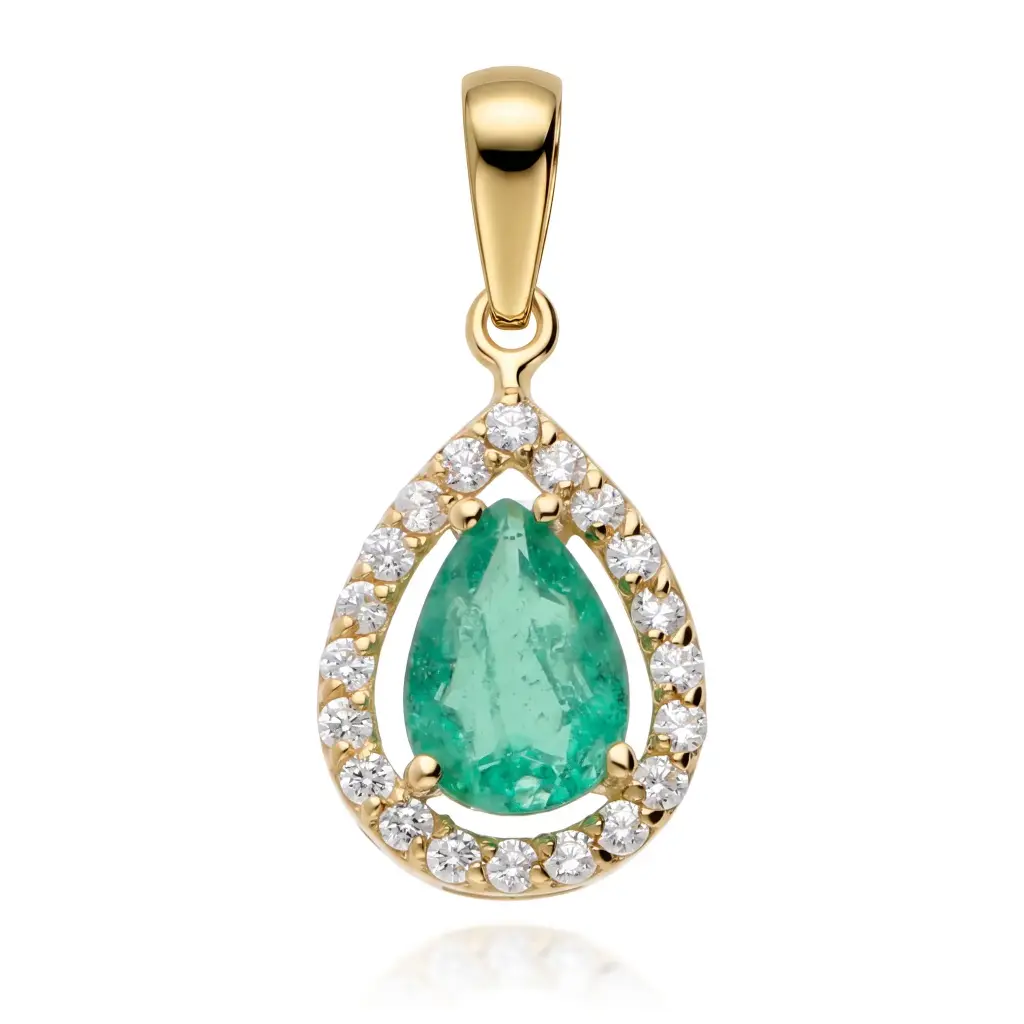 Colgante Engaste Verde Oro Amarillo