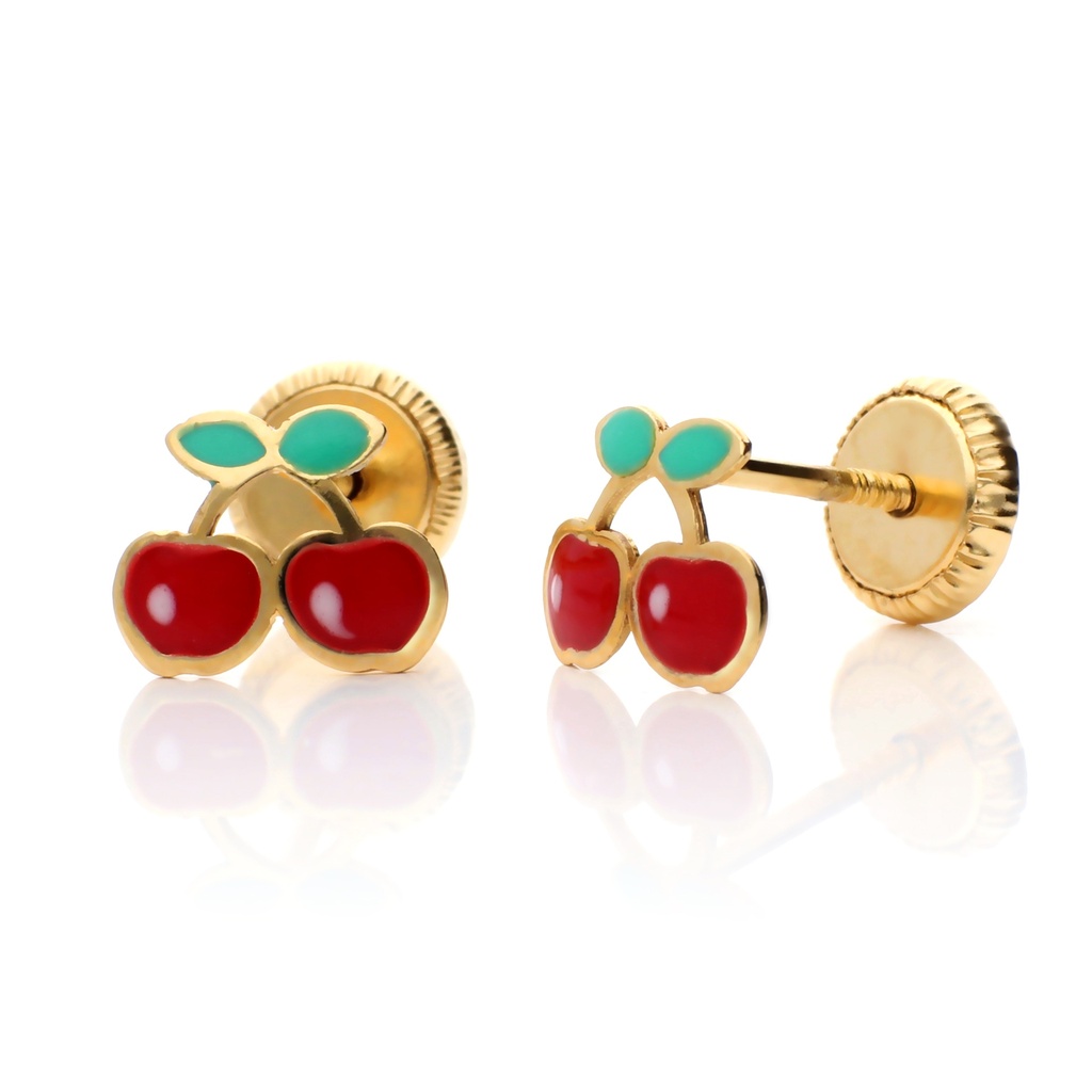 Pendientes Tuerca Cerezas Esmalte