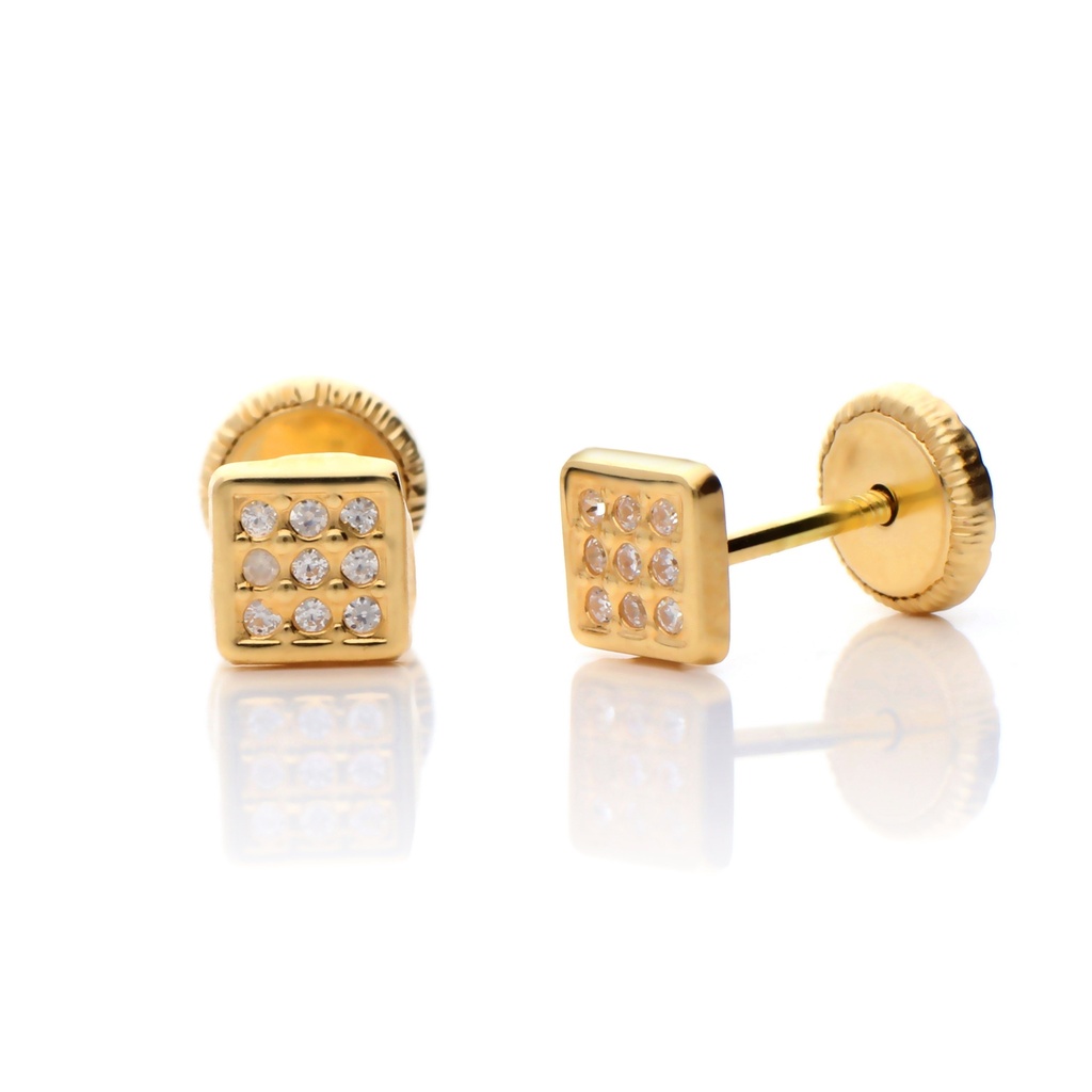 Pendientes Tuerca Cuadrado Engaste