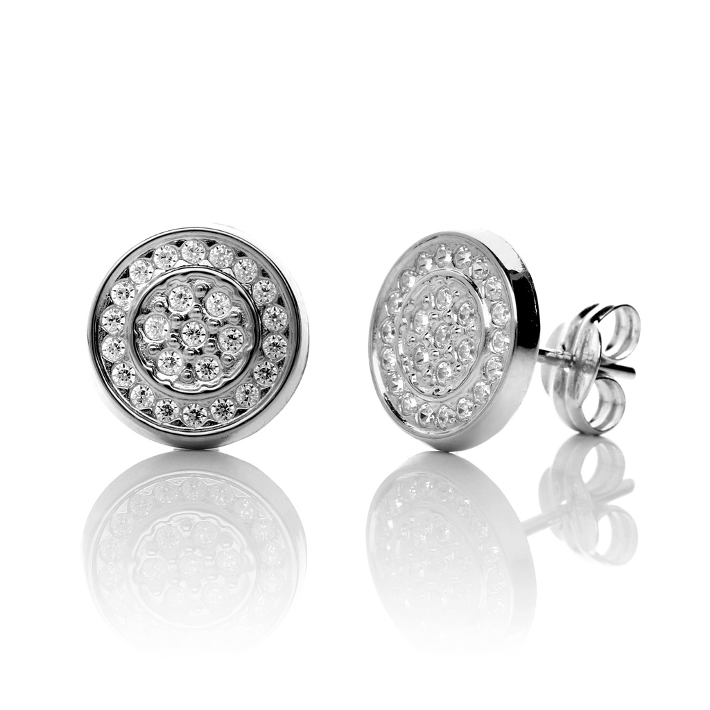 Pendientes Presión Engaste Redondos Oro Blanco