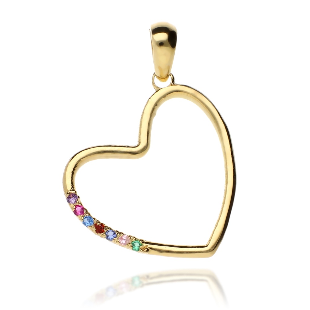 Colgante Corazón Engaste Color Oro Amarillo