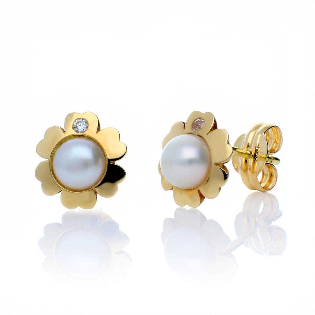 Pendientes Presión Flor Perla
