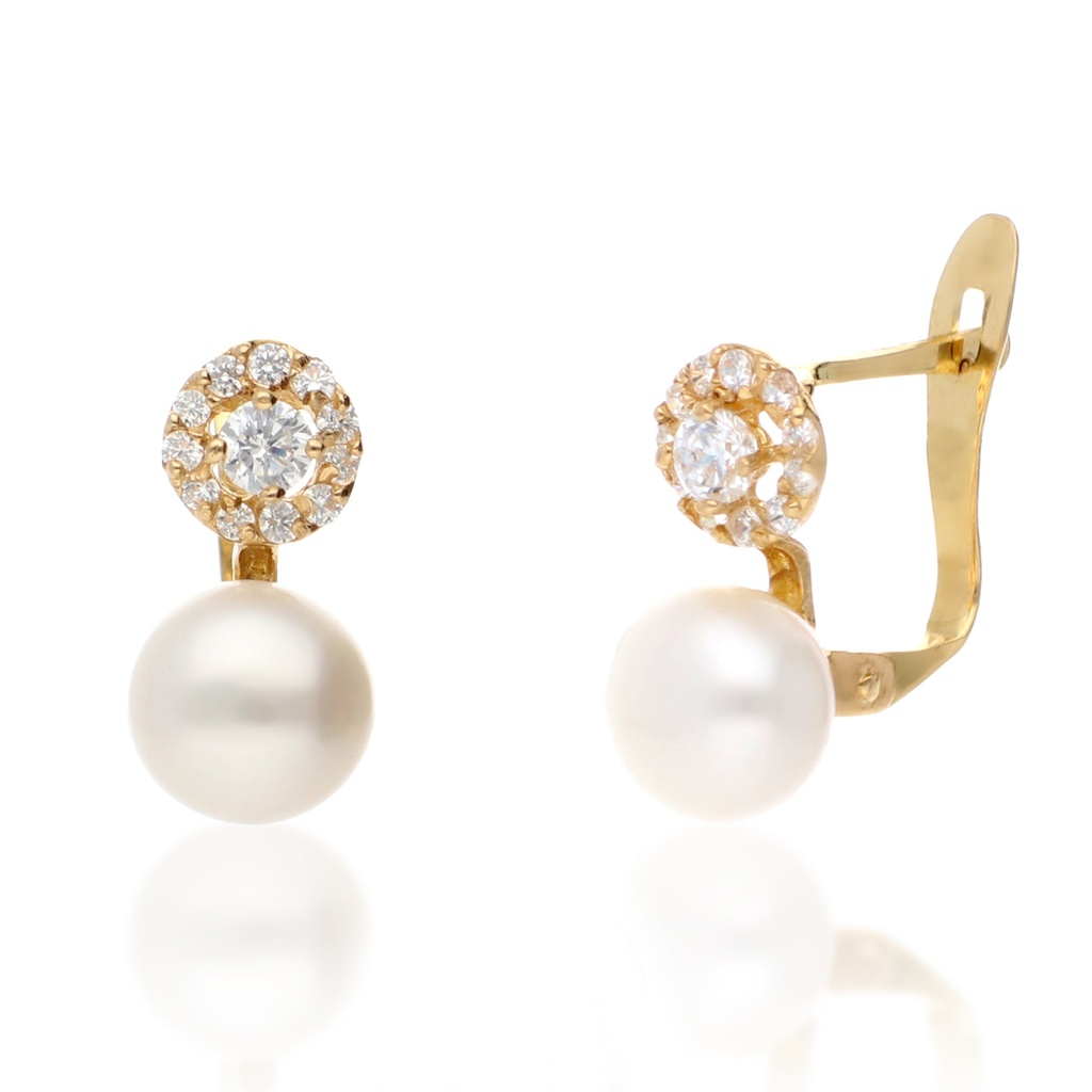 Pendientes Catalán Perla con Cuajo Oro Amarillo
