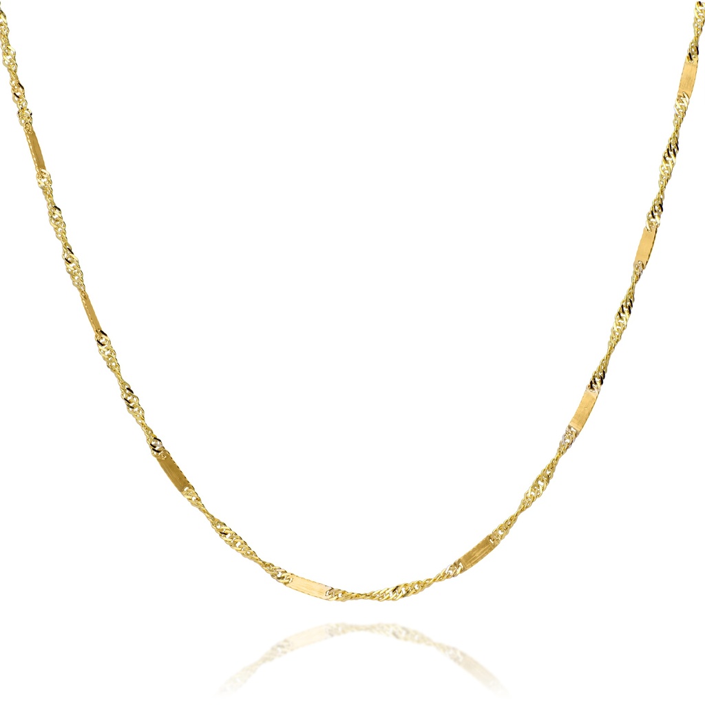 Cadena Maciza Singapur Travesaño Oro Amarillo