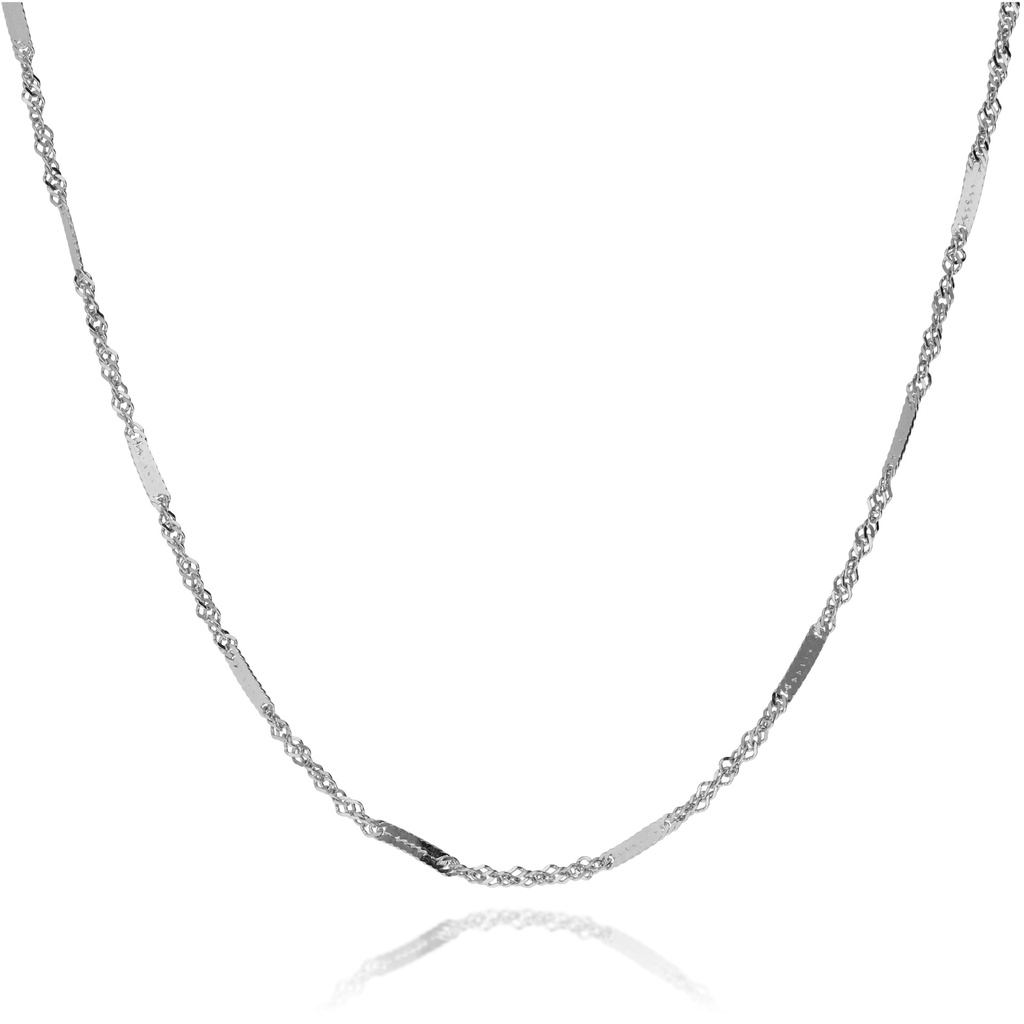 Cadena Maciza Singapur Travesaño Oro Blanco