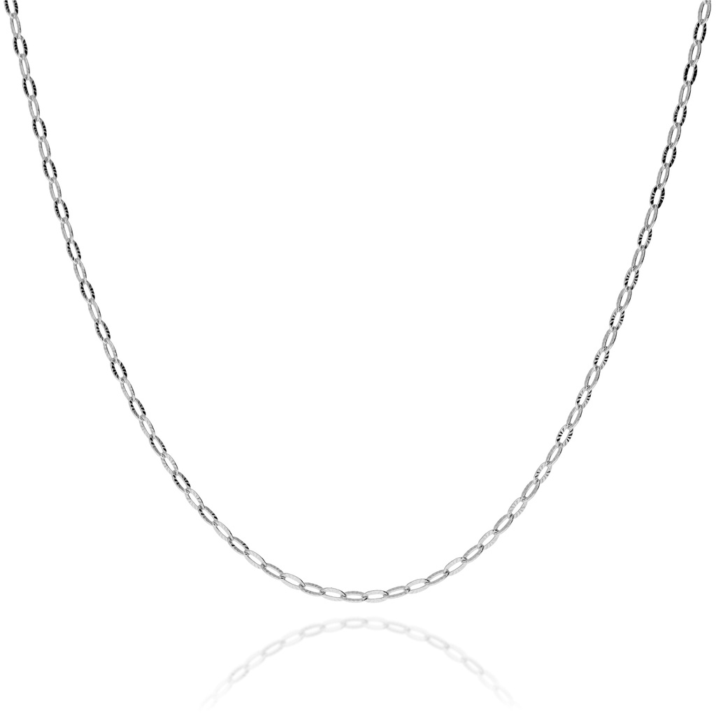 Cadena Maciza Fantasía Diamantada Oro Blanco