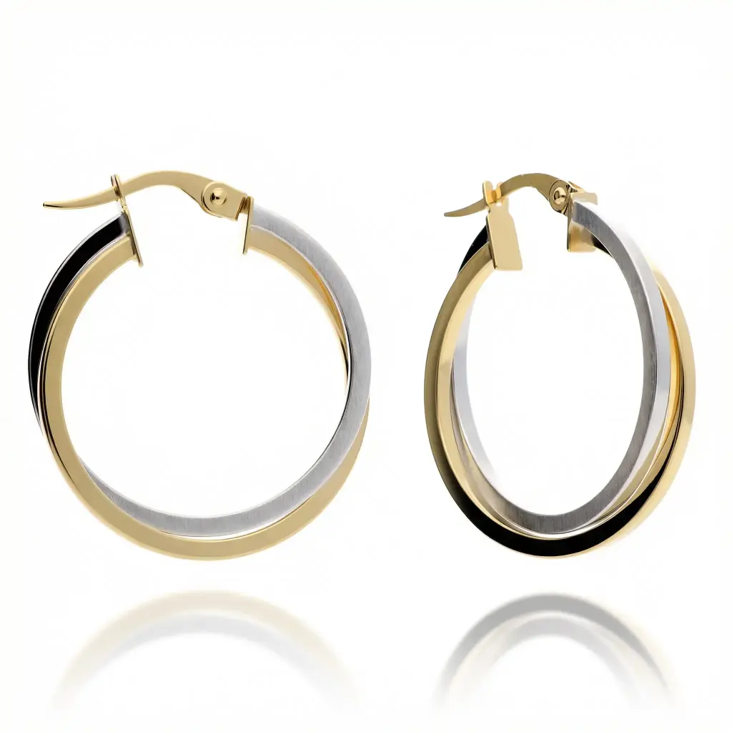 Pendientes Aros Fantasía Oro Bicolor