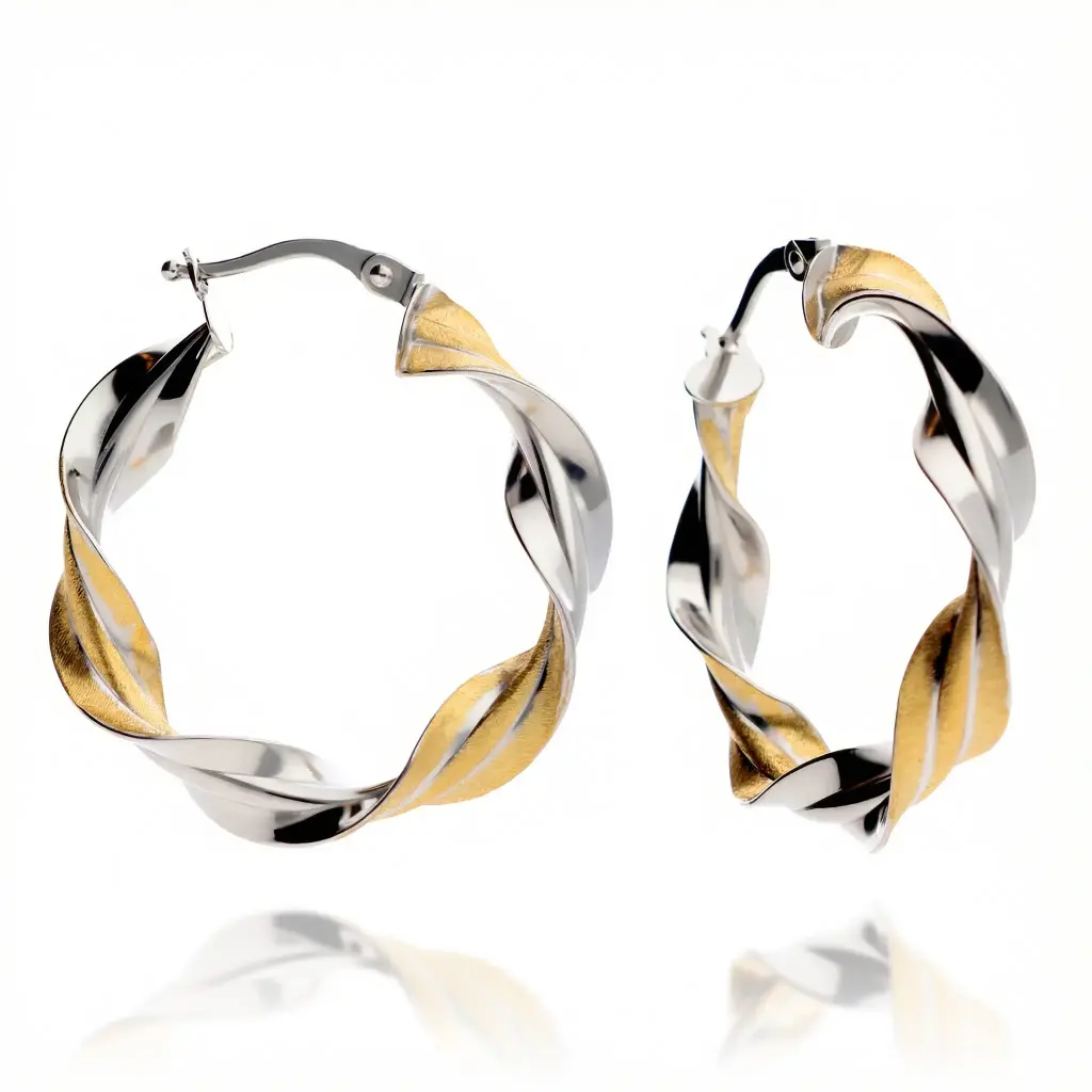 Pendientes Aros Fantasía Oro Bicolor
