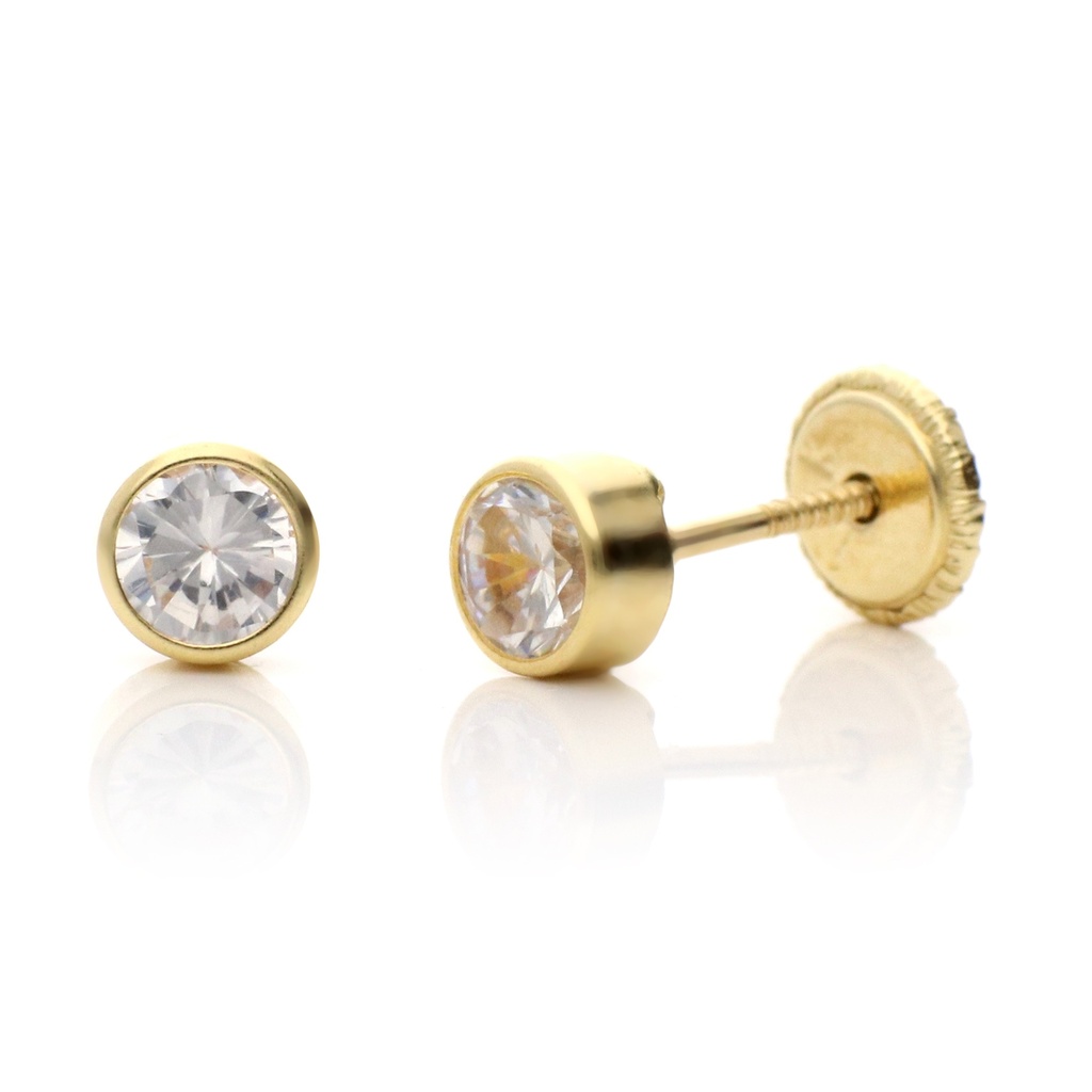 Pendientes Tuerca Chatón Redondo Oro Amarillo