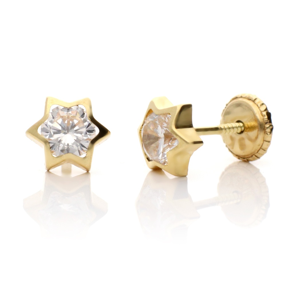 Pendientes Tuerca Chatón Estrella Oro Amarillo