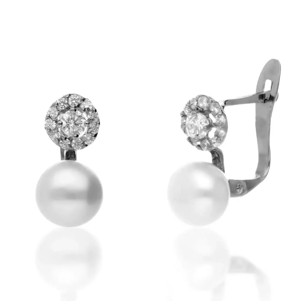 Pendientes Catalán Perla con Cuajo Oro Blanco
