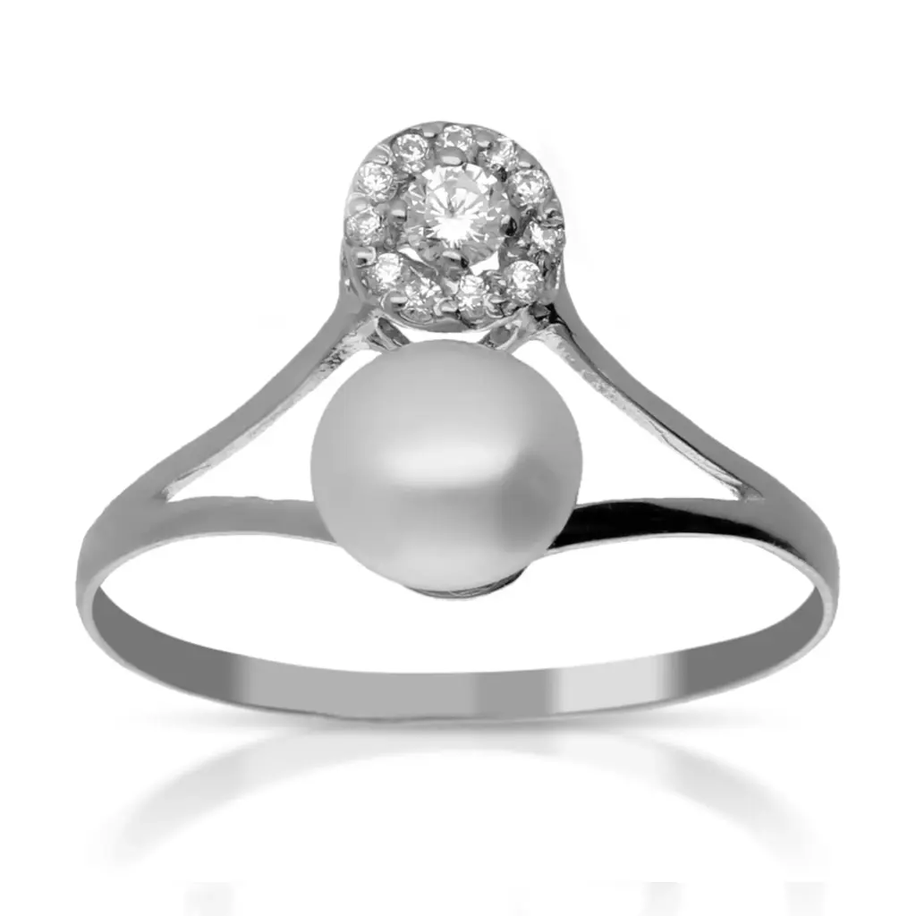 Sortija Perla Cuajo Oro Blanco