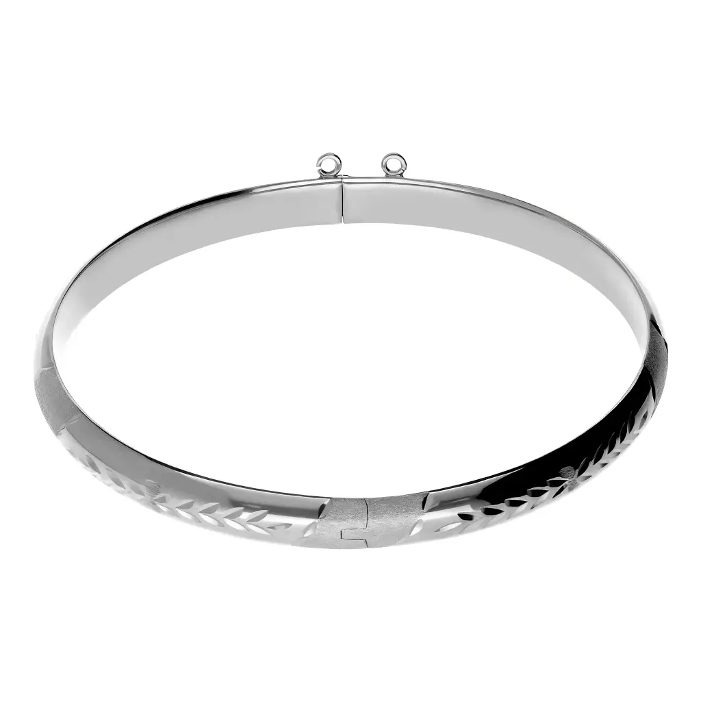 Pulsera Media Caña Talla Oro Blanco 