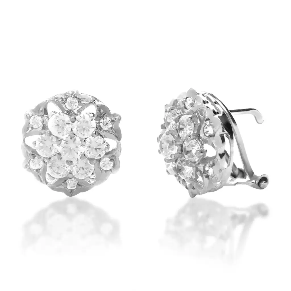 Pendientes Omega Engaste Oro Blanco
