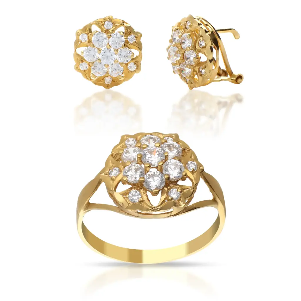 Juego Omega Circonita Oro Amarillo