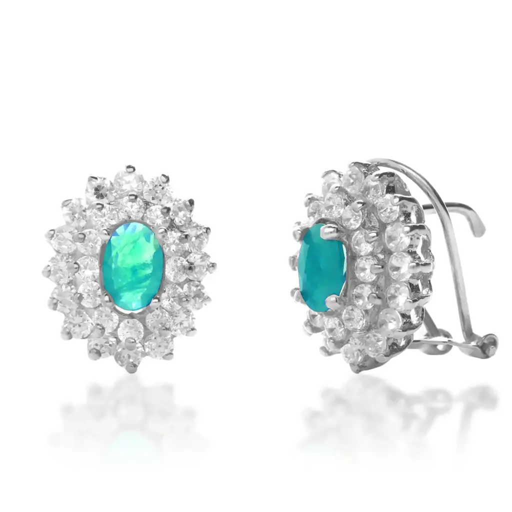 Pendientes Omega Engaste Oro Blanco