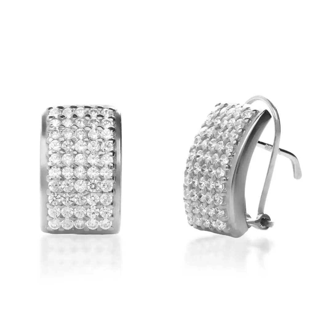 Pendientes Omega Engaste Oro Blanco