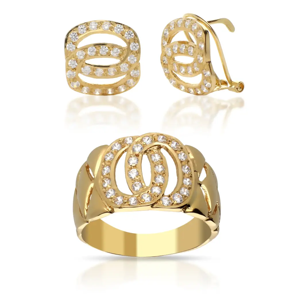 Juego Omega Circonita Oro Amarillo 