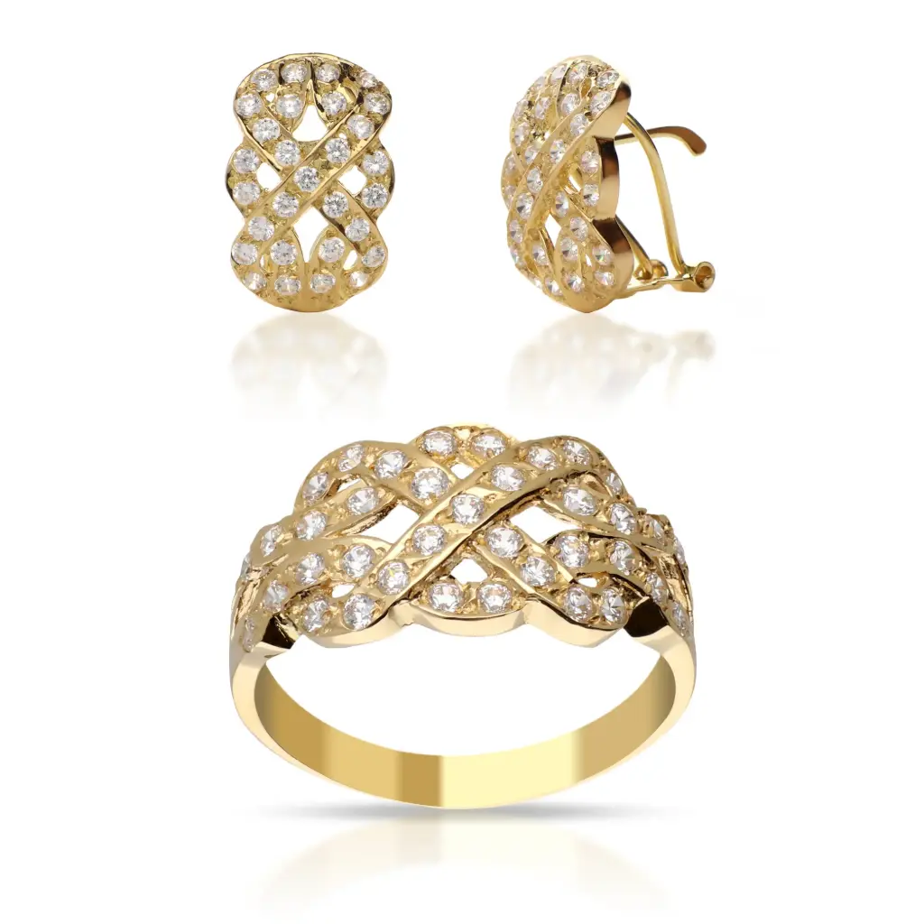 Juego Omega Circonita Oro Amarillo