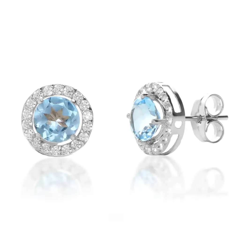 Pendientes Presión Engaste Oro Blanco 