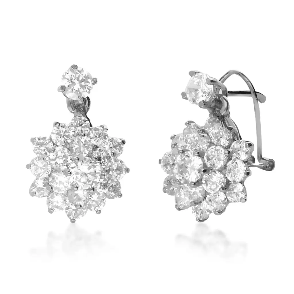 Pendientes Omega Engaste Oro Blanco