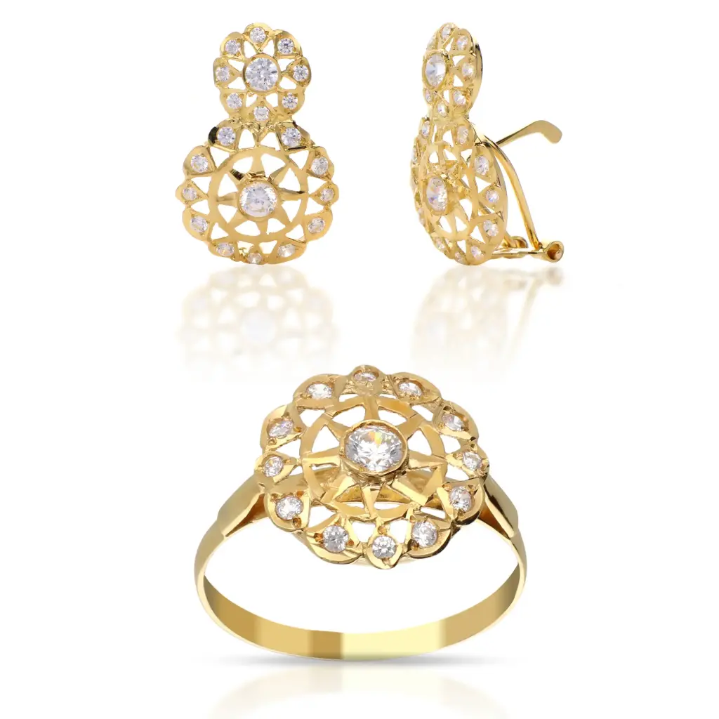 Juego Omega Circonita Oro Amarillo