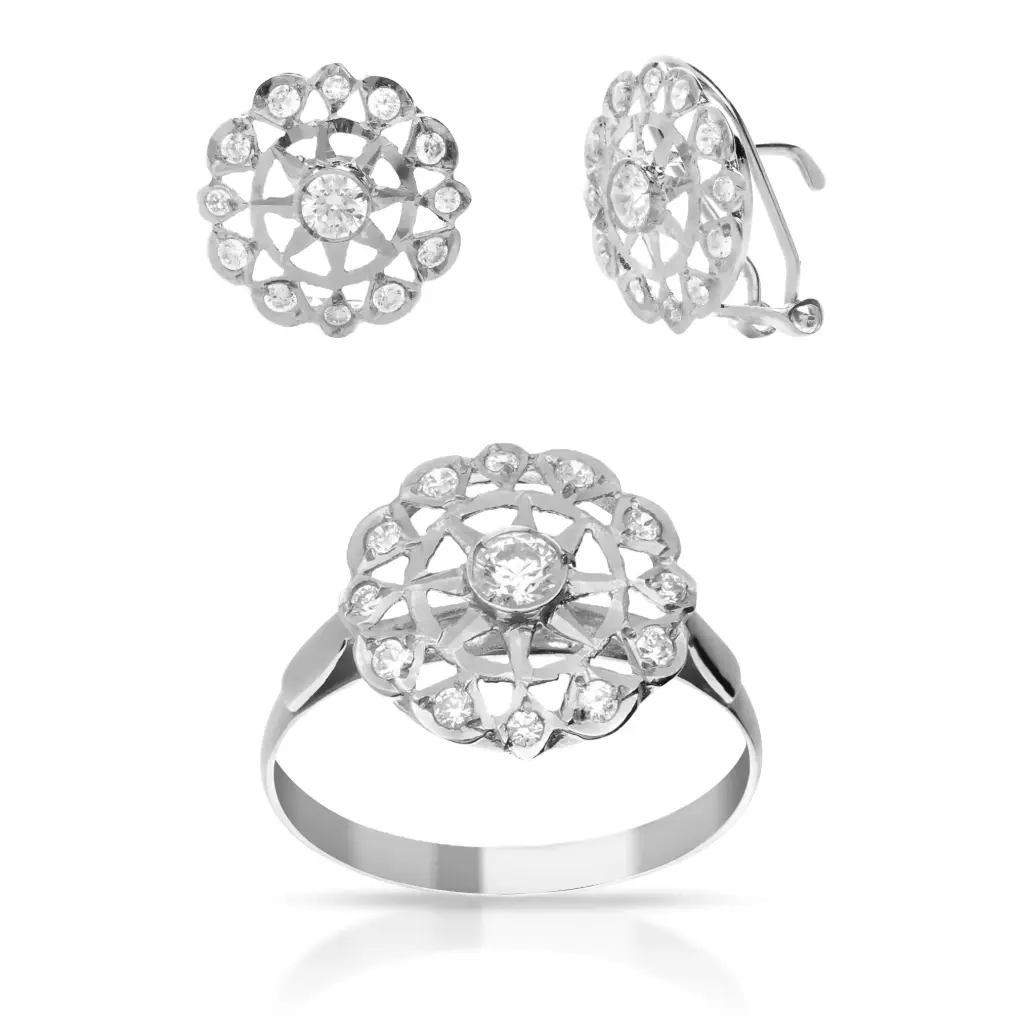 Juego Omega Circonita Oro Blanco