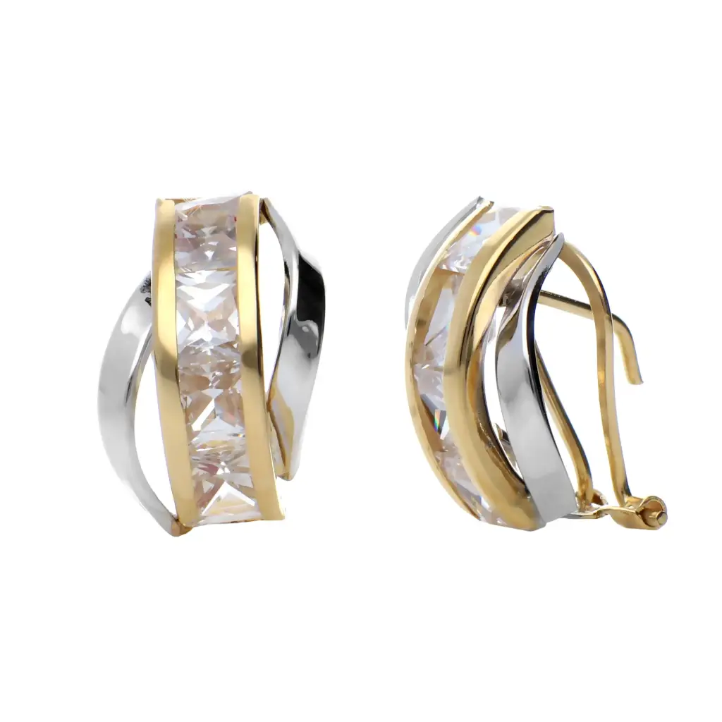 Pendientes Omega Bicolor Engaste