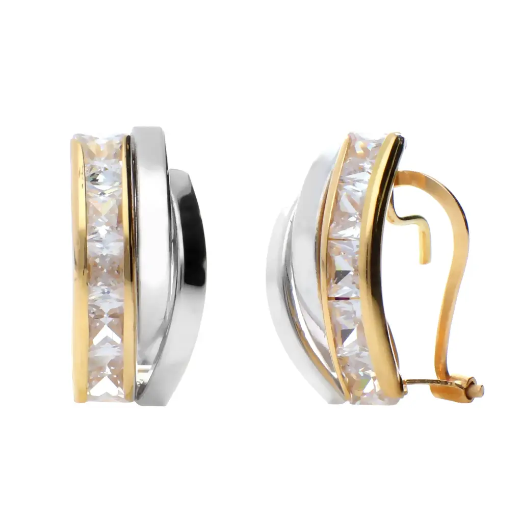 Pendientes Omega Bicolor Engaste