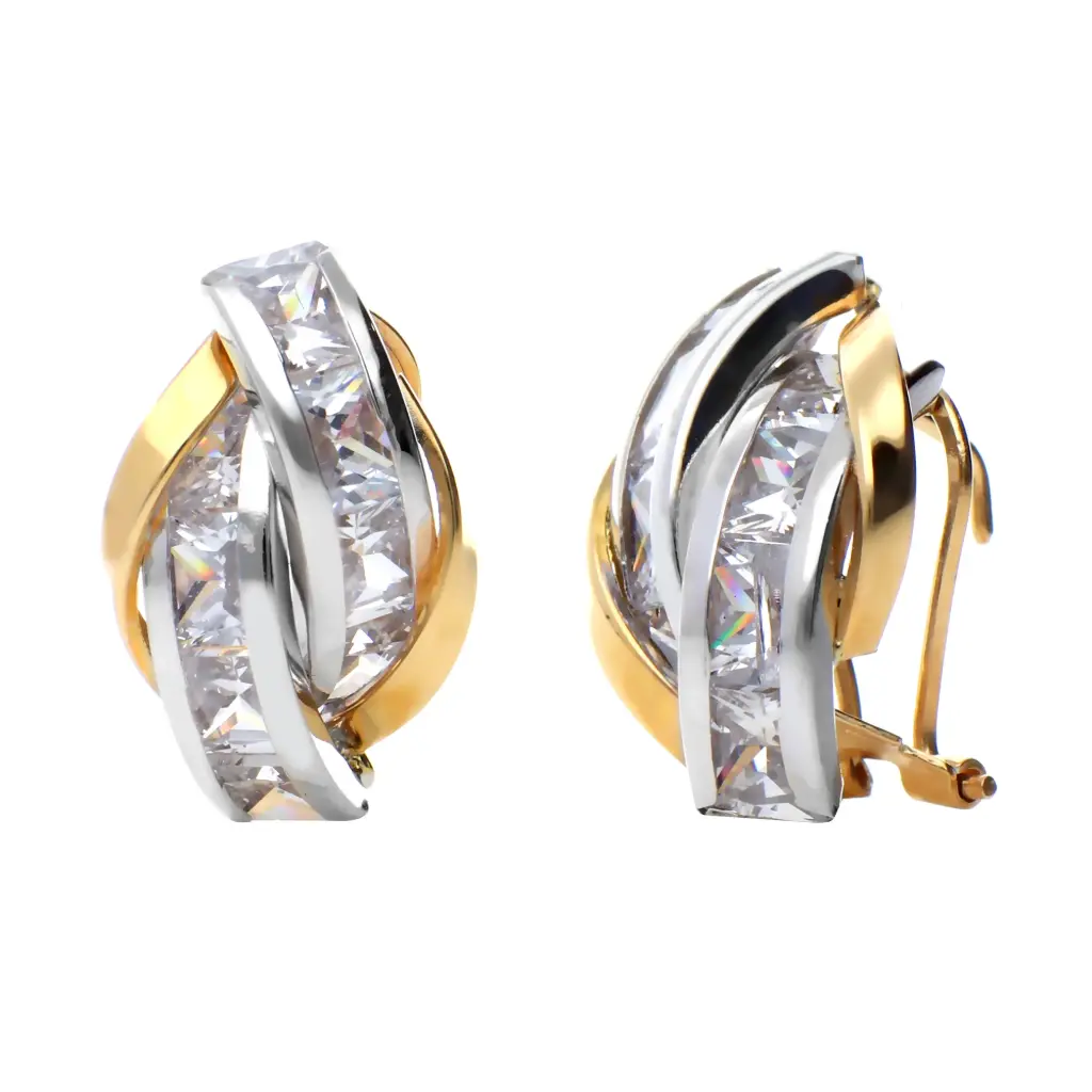 Pendientes Omega Bicolor Engaste