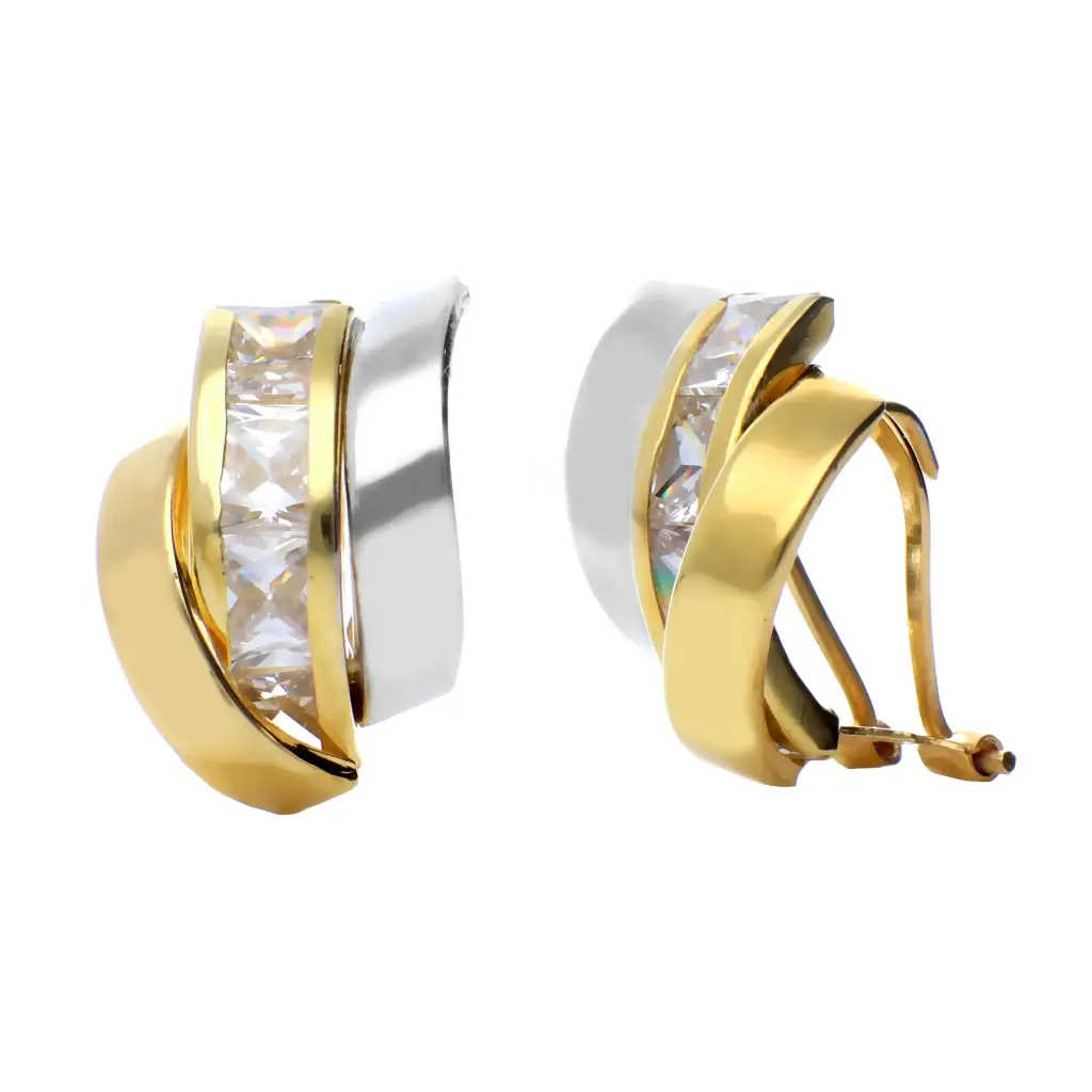 Pendientes Omega Bicolor Engaste