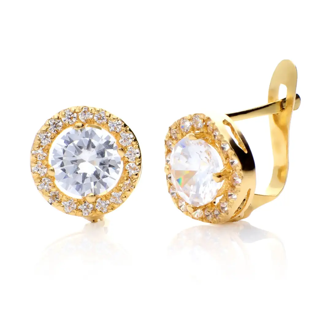 Pendientes Catalán Redondos Circonitas Oro Amarillo