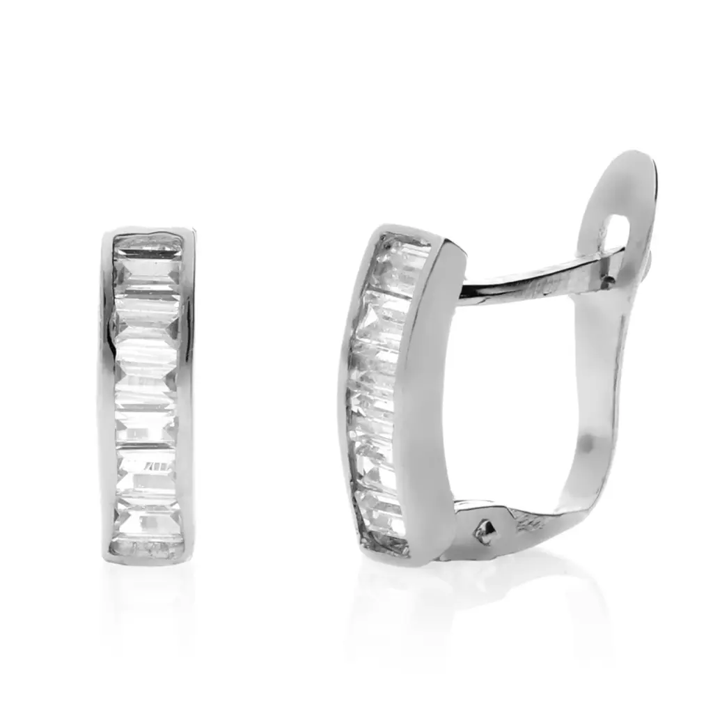 Pendientes Catalán Circonitas Oro Blanco