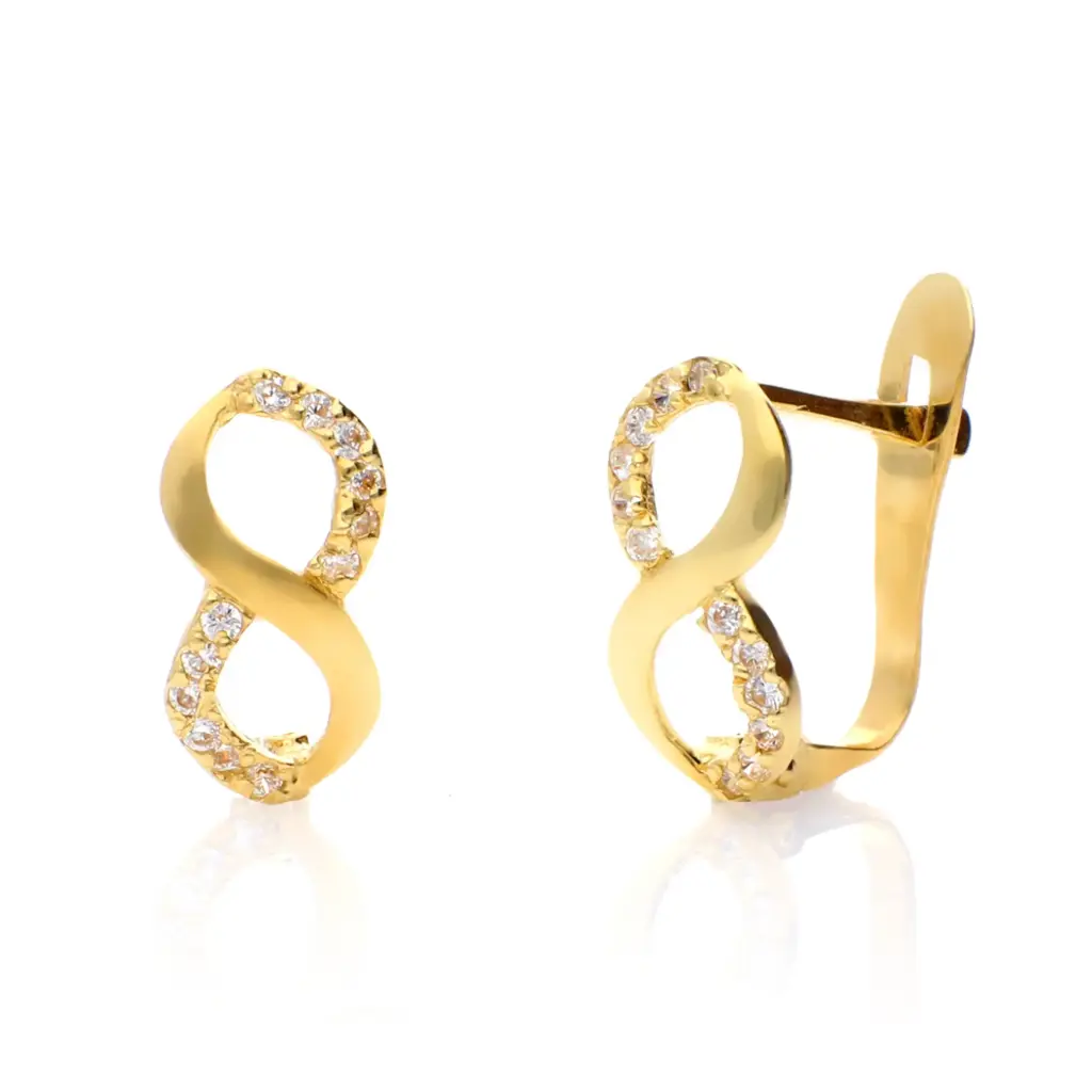 Pendientes Catalán Infinito Circonitas Oro Amarillo