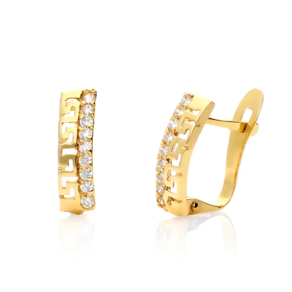 Pendientes Catalán Greca Circonitas Oro Amarillo
