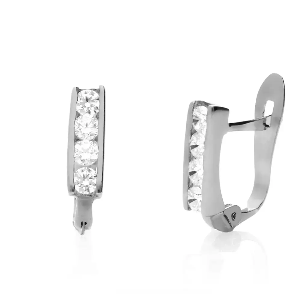 Pendientes Catalán Circonitas Oro Blanco