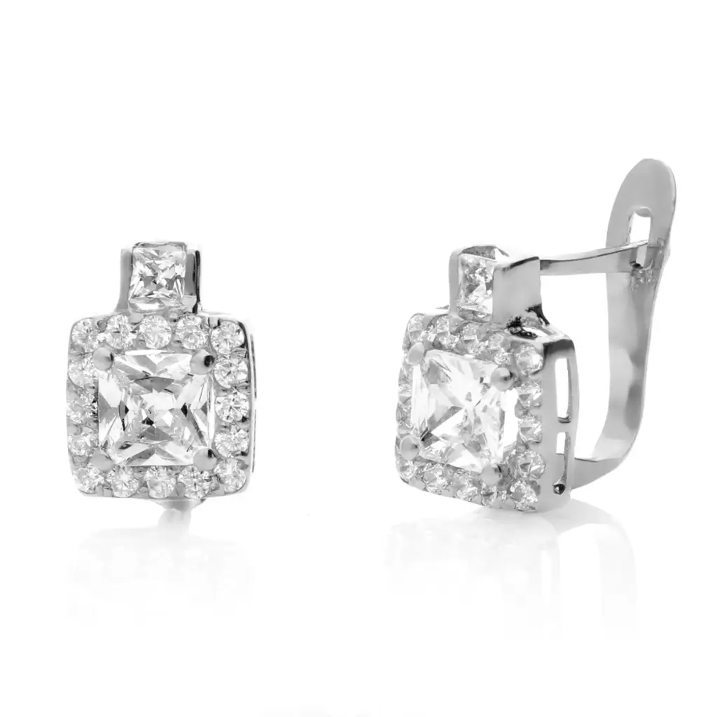 Pendientes Catalán Circonitas Oro Blanco