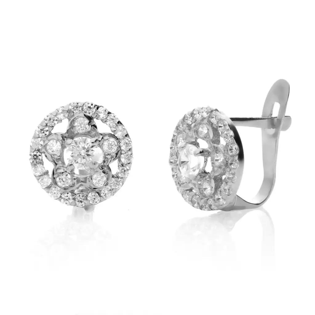 Pendientes Catalán Circonitas Oro Blanco