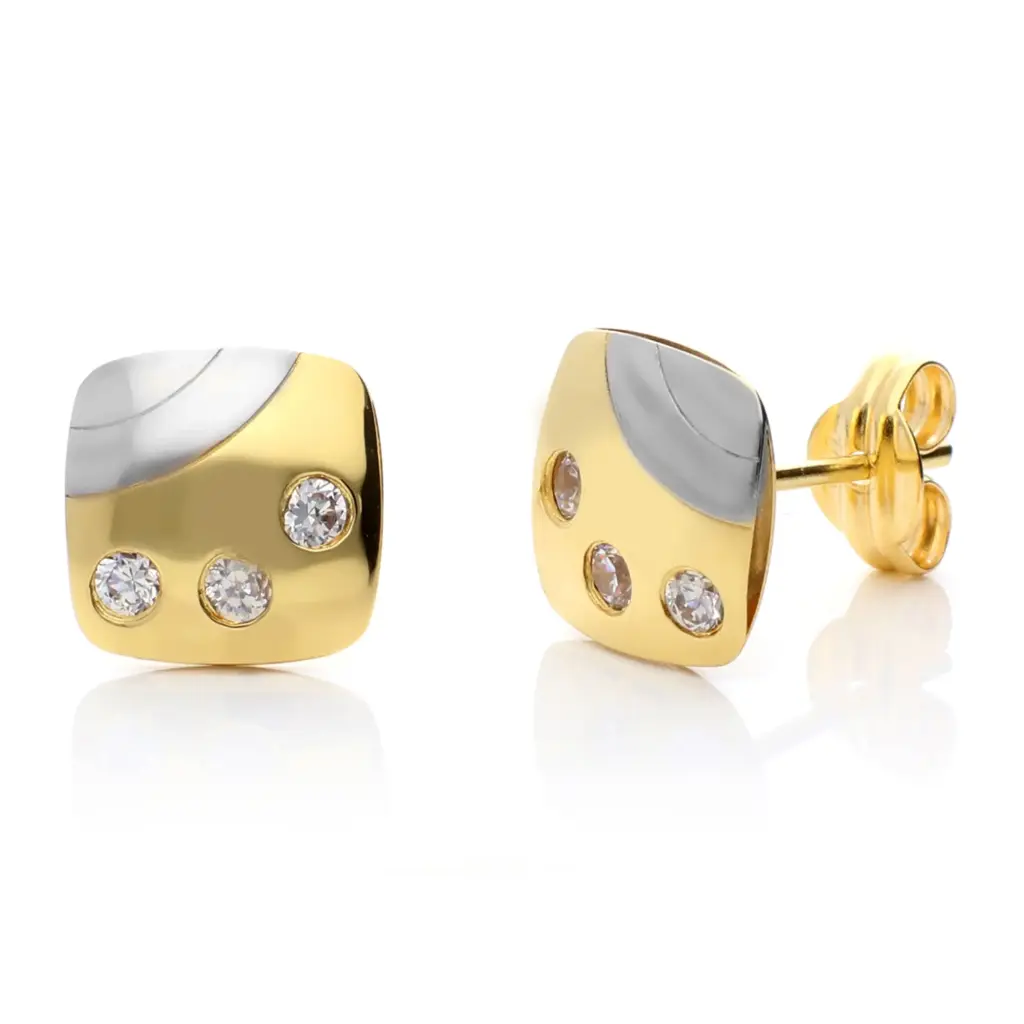Pendientes Presión Cuadrados Bicolor