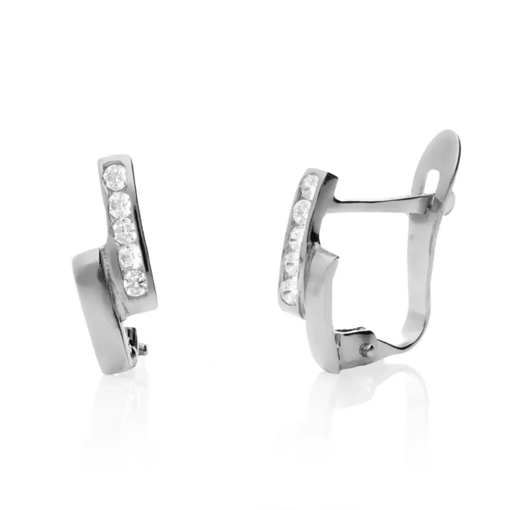 Pendientes Catalán Circonitas Oro Blanco