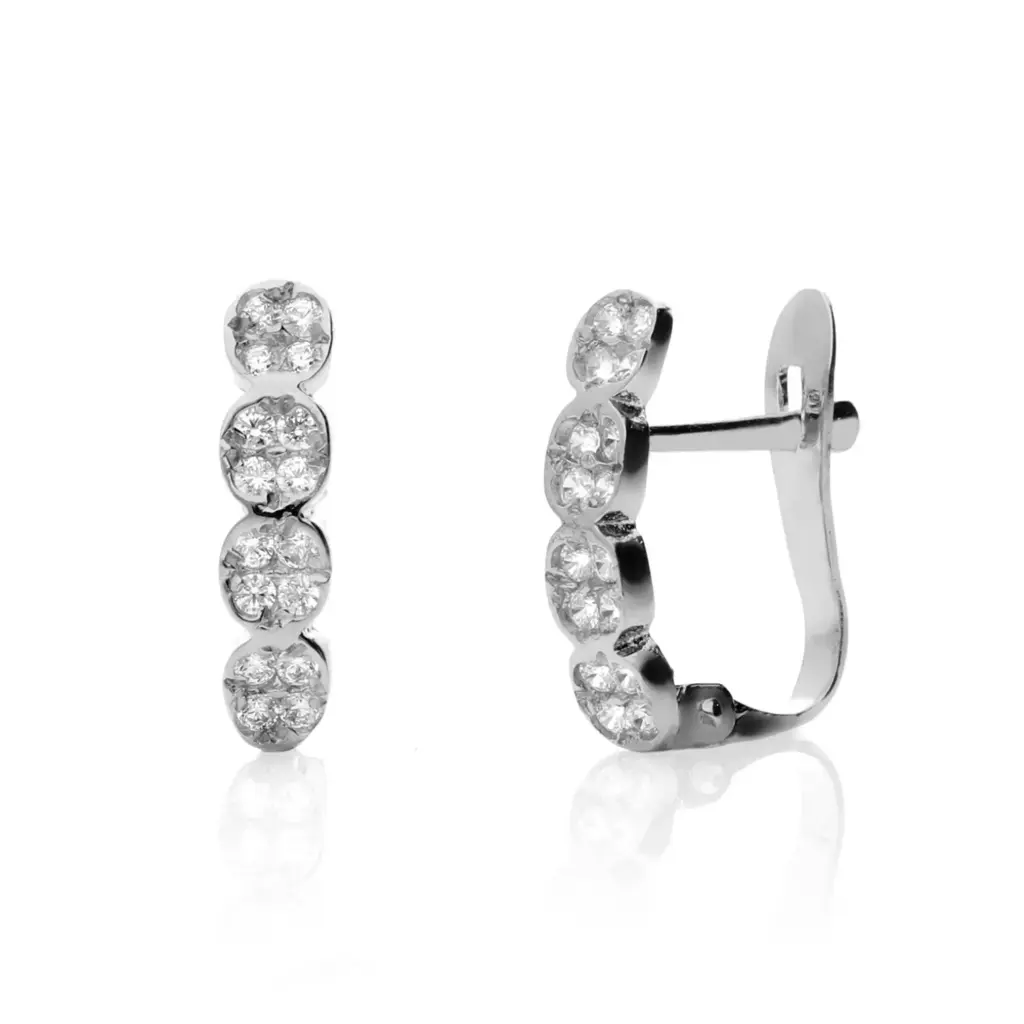 Pendientes Catalán Circonitas Oro Blanco