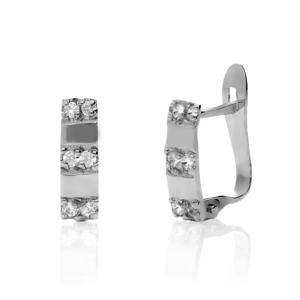 Pendientes Catalán Circonitas Oro Blanco