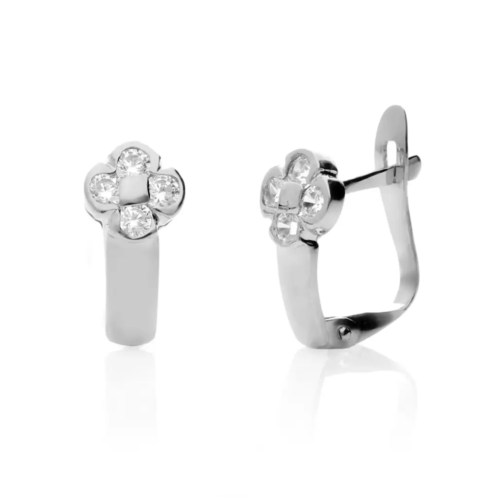 Pendientes Catalán Circonitas Oro Blanco