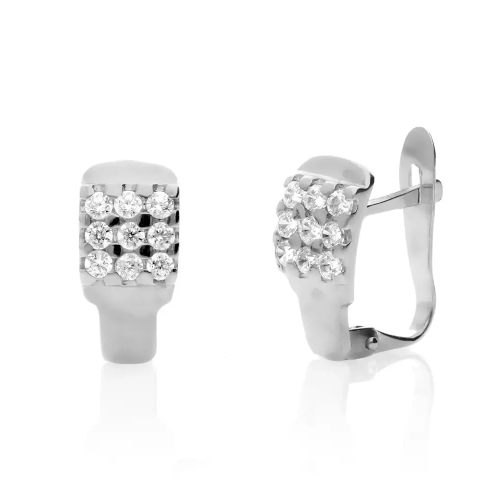 Pendientes Catalán Circonitas Oro Blanco